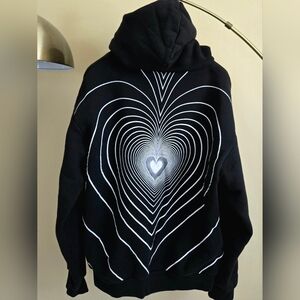 MARNI Heart Beat Print Black Oversized Vintage Jersey Hoodie Size:L/46